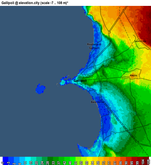 Zoom OUT 2x Gallipoli, Italy elevation map