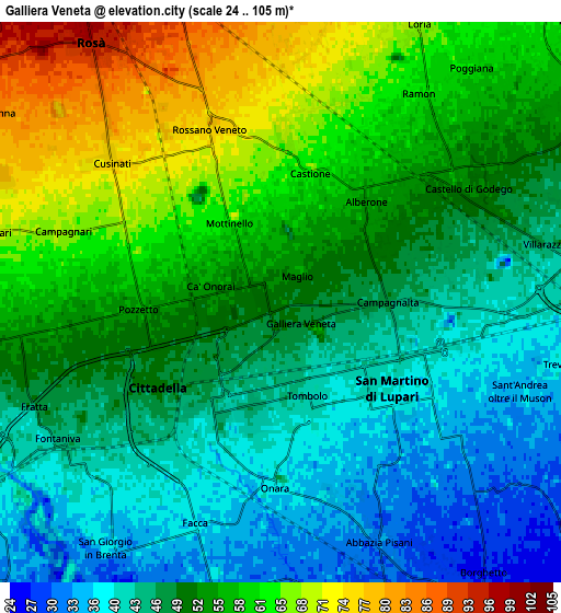 Zoom OUT 2x Galliera Veneta, Italy elevation map