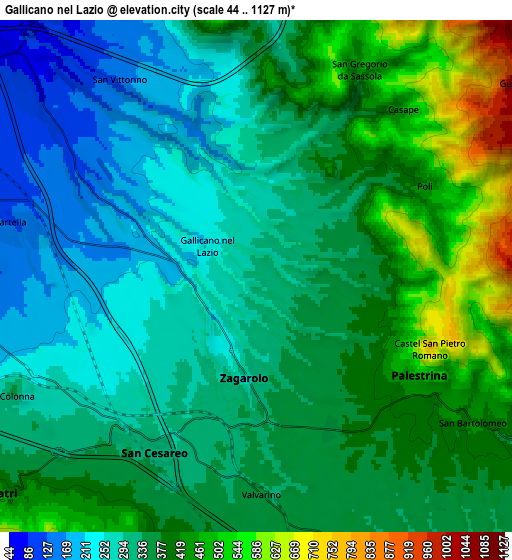 Zoom OUT 2x Gallicano nel Lazio, Italy elevation map