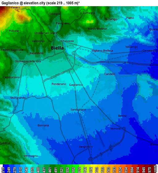 Zoom OUT 2x Gaglianico, Italy elevation map