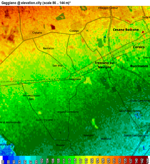 Zoom OUT 2x Gaggiano, Italy elevation map