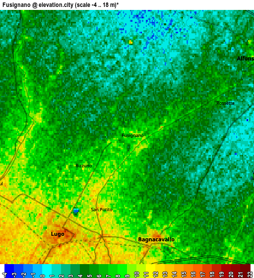 Zoom OUT 2x Fusignano, Italy elevation map