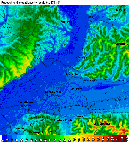 Zoom OUT 2x Fucecchio, Italy elevation map