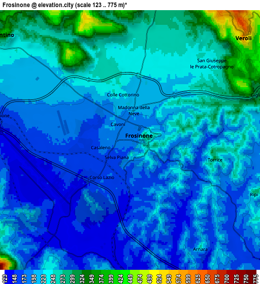 Zoom OUT 2x Frosinone, Italy elevation map