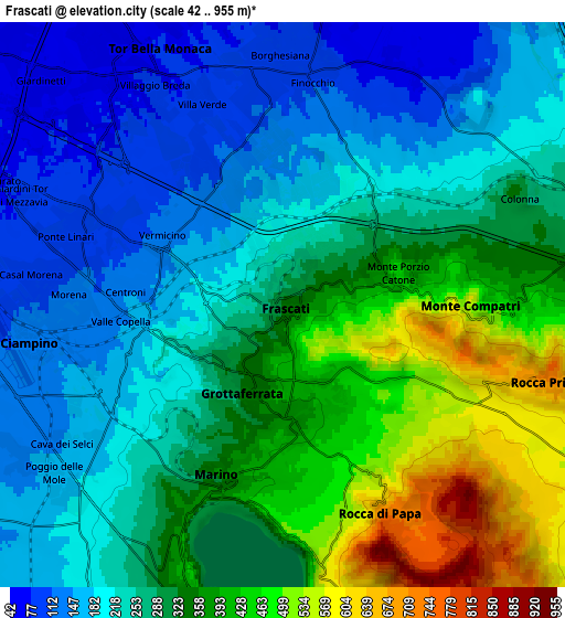 Zoom OUT 2x Frascati, Italy elevation map