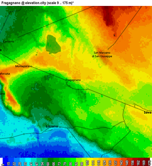 Zoom OUT 2x Fragagnano, Italy elevation map