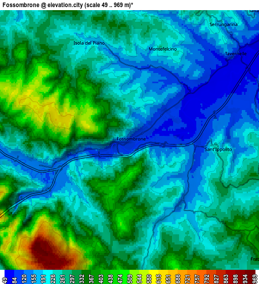 Zoom OUT 2x Fossombrone, Italy elevation map