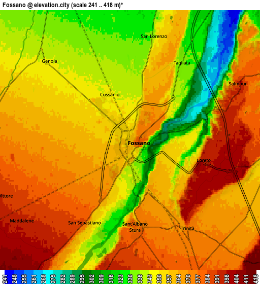 Zoom OUT 2x Fossano, Italy elevation map