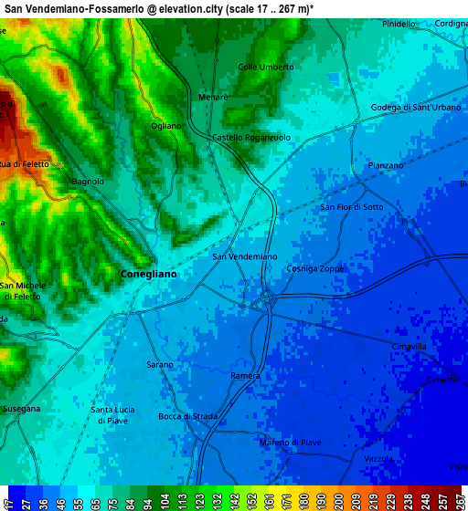 Zoom OUT 2x San Vendemiano-Fossamerlo, Italy elevation map