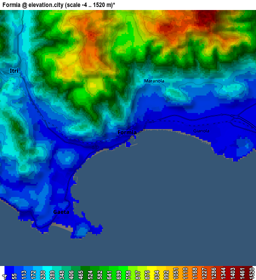 Zoom OUT 2x Formia, Italy elevation map