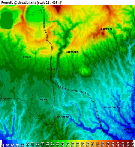 Zoom OUT 2x Formello, Italy elevation map