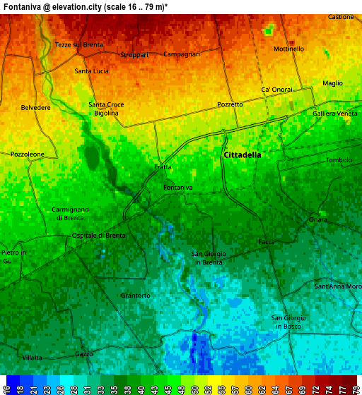 Zoom OUT 2x Fontaniva, Italy elevation map