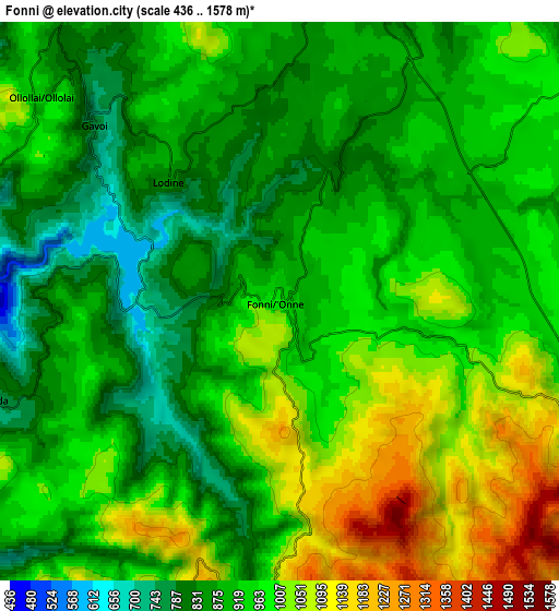 Zoom OUT 2x Fonni, Italy elevation map