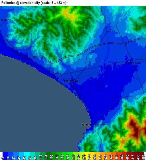 Zoom OUT 2x Follonica, Italy elevation map