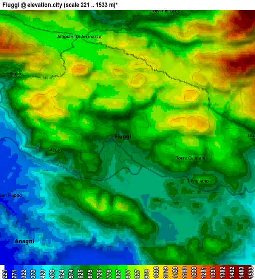 Zoom OUT 2x Fiuggi, Italy elevation map