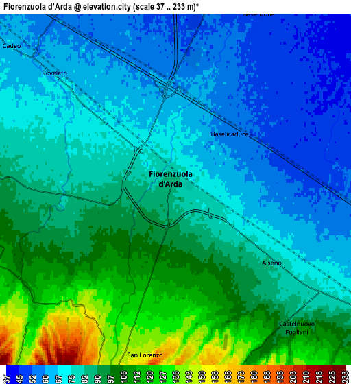 Zoom OUT 2x Fiorenzuola d'Arda, Italy elevation map