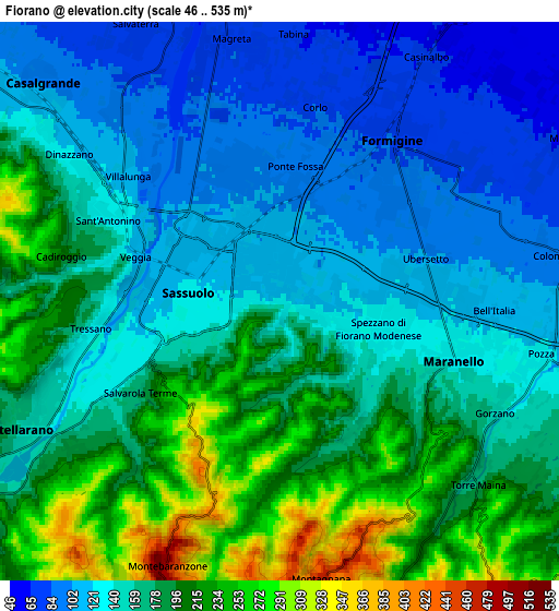 Zoom OUT 2x Fiorano, Italy elevation map