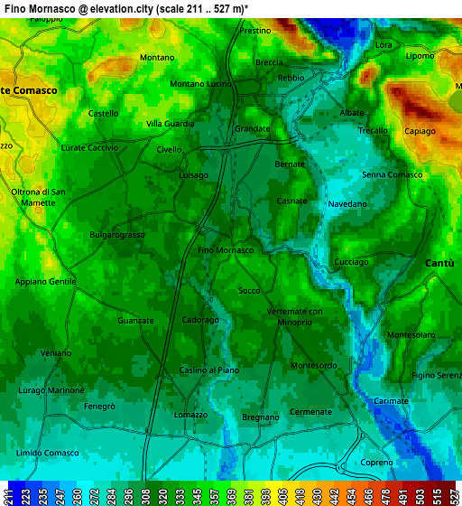 Zoom OUT 2x Fino Mornasco, Italy elevation map