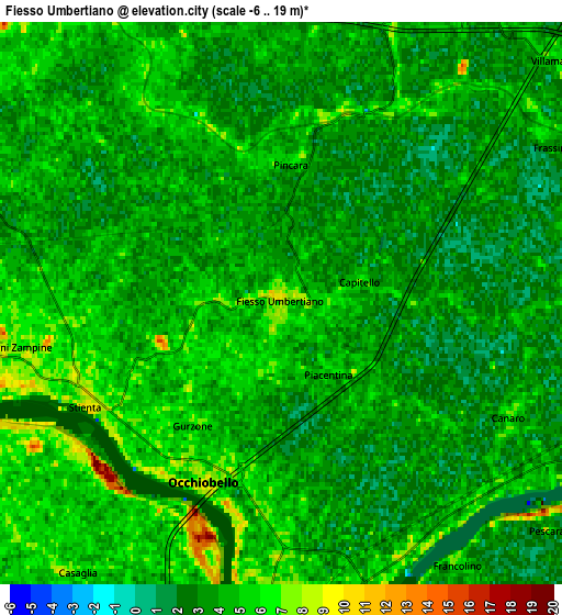 Zoom OUT 2x Fiesso Umbertiano, Italy elevation map