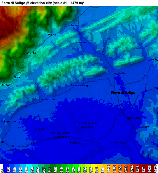 Zoom OUT 2x Farra di Soligo, Italy elevation map