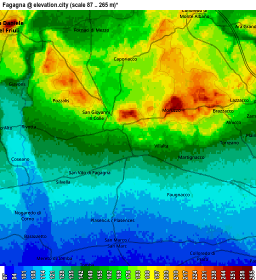 Zoom OUT 2x Fagagna, Italy elevation map