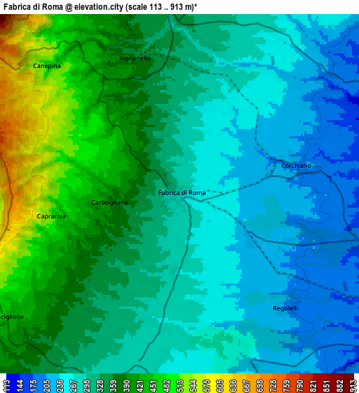 Zoom OUT 2x Fabrica di Roma, Italy elevation map