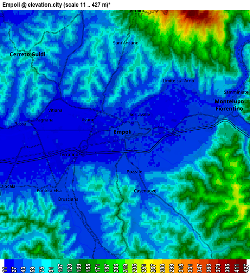 Zoom OUT 2x Empoli, Italy elevation map