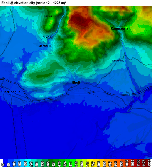 Zoom OUT 2x Eboli, Italy elevation map