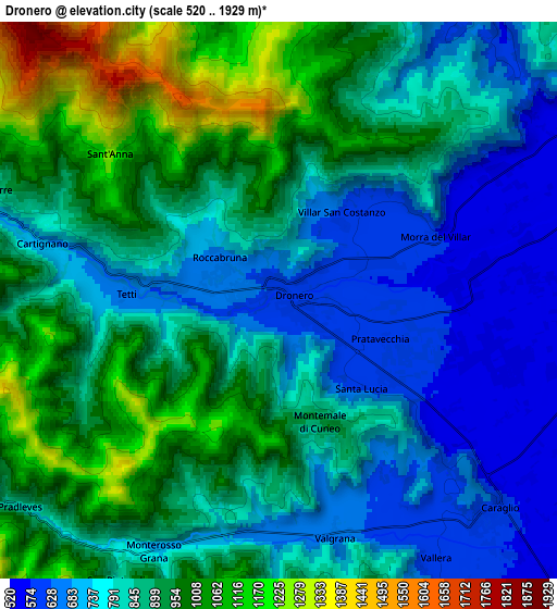 Zoom OUT 2x Dronero, Italy elevation map