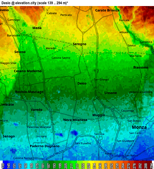 Zoom OUT 2x Desio, Italy elevation map