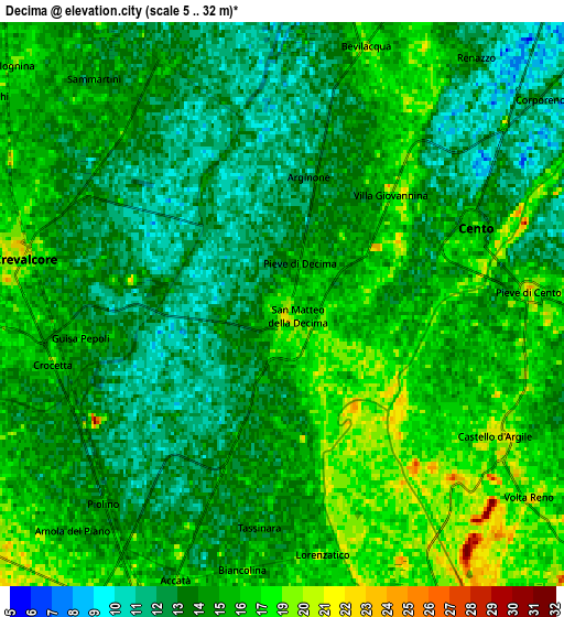 Zoom OUT 2x Decima, Italy elevation map