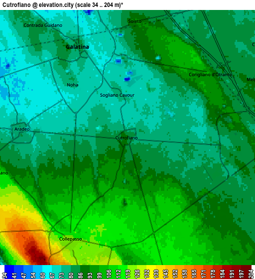 Zoom OUT 2x Cutrofiano, Italy elevation map