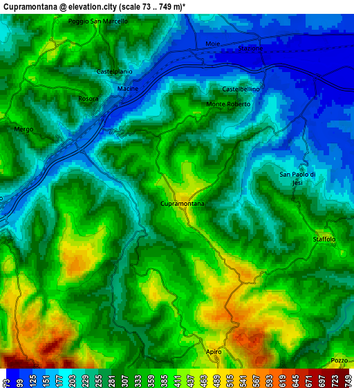 Zoom OUT 2x Cupramontana, Italy elevation map