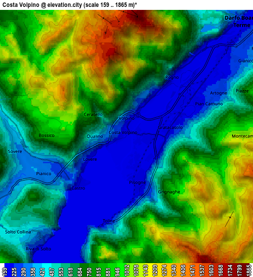 Zoom OUT 2x Costa Volpino, Italy elevation map