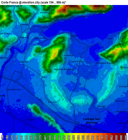 Zoom OUT 2x Corte Franca, Italy elevation map