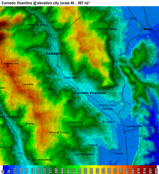 Zoom OUT 2x Cornedo Vicentino, Italy elevation map