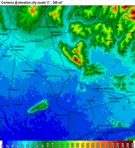 Zoom OUT 2x Cormons, Italy elevation map