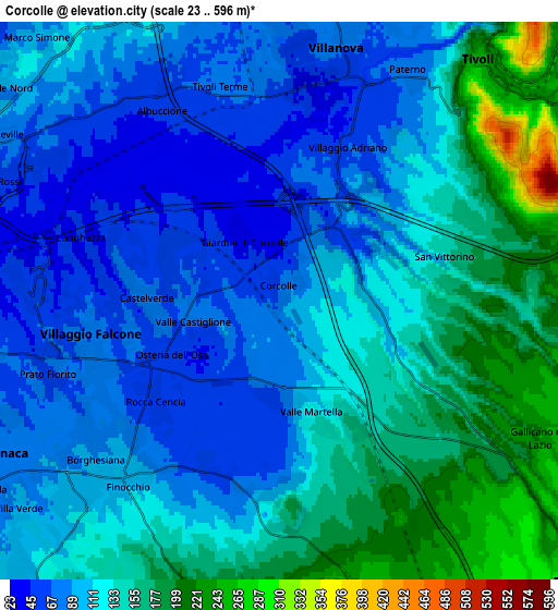 Zoom OUT 2x Corcolle, Italy elevation map