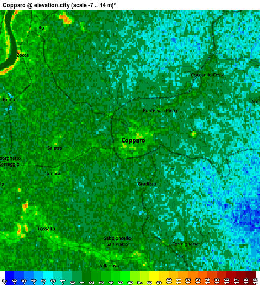 Zoom OUT 2x Copparo, Italy elevation map