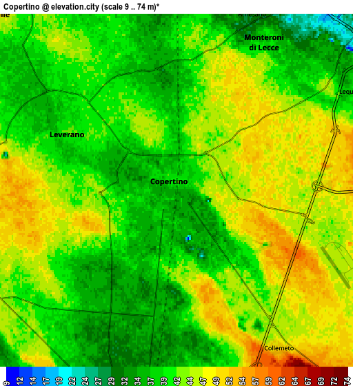 Zoom OUT 2x Copertino, Italy elevation map