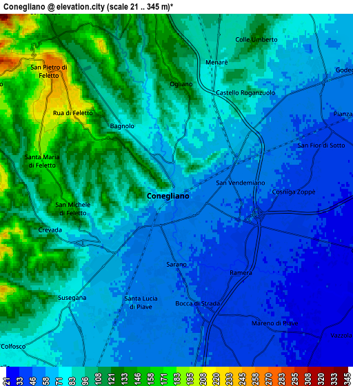 Zoom OUT 2x Conegliano, Italy elevation map