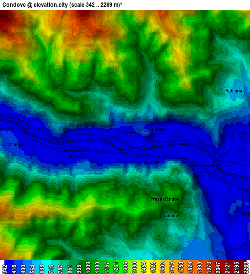 Zoom OUT 2x Condove, Italy elevation map