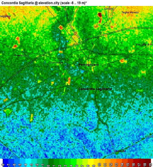 Zoom OUT 2x Concordia Sagittaria, Italy elevation map