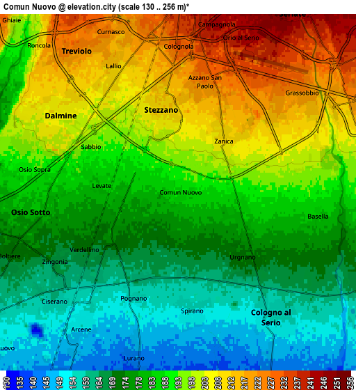 Zoom OUT 2x Comun Nuovo, Italy elevation map
