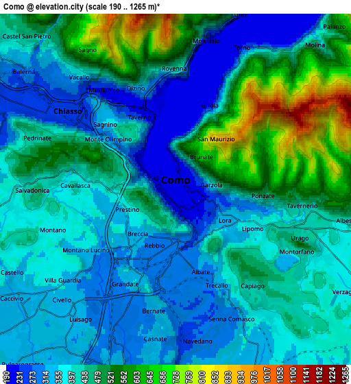 Zoom OUT 2x Como, Italy elevation map