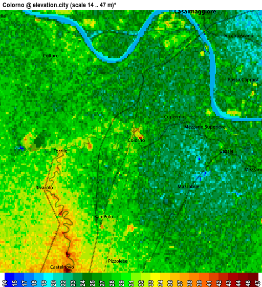 Zoom OUT 2x Colorno, Italy elevation map