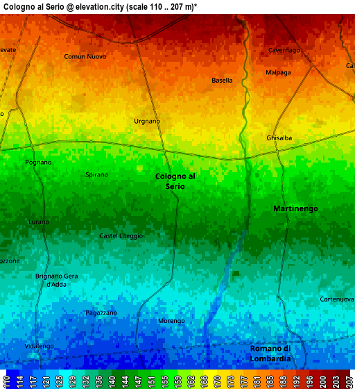 Zoom OUT 2x Cologno al Serio, Italy elevation map