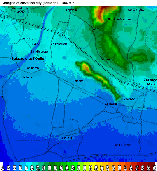Zoom OUT 2x Cologne, Italy elevation map