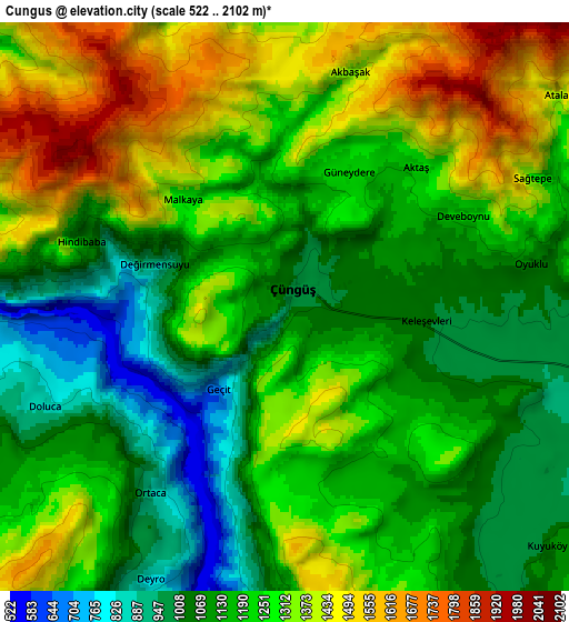 Zoom OUT 2x Çüngüş, Turkey elevation map