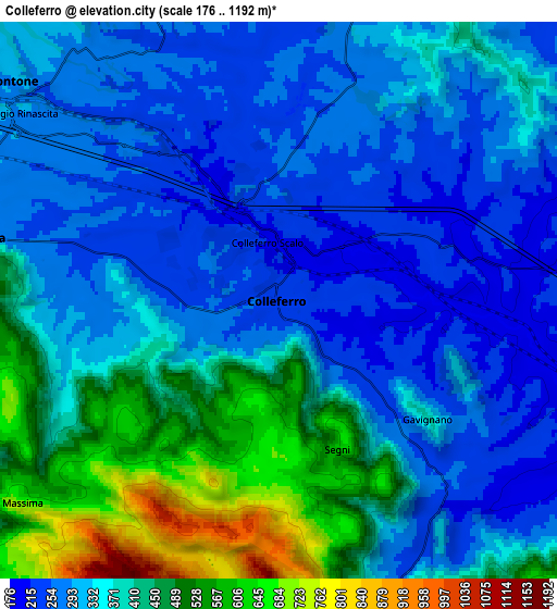 Zoom OUT 2x Colleferro, Italy elevation map